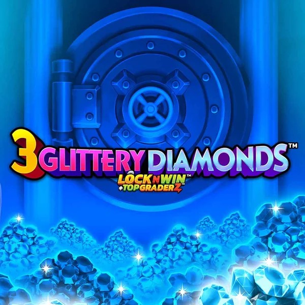 Official Slots logo: 3 Glittery Diamonds by PearFiction Studios at Betninja Casino